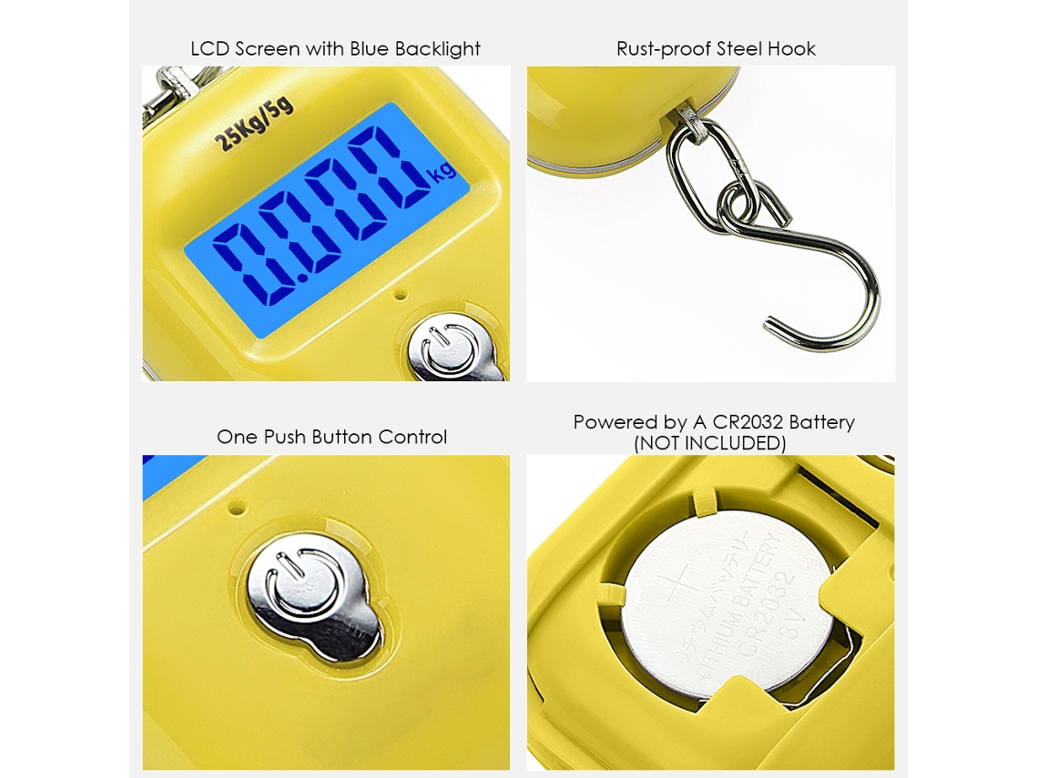 Mini Portable Luggage Electronic Handheld Scale, Digital Fish Scale (with Tare Function, Dual Range) Eoocoo