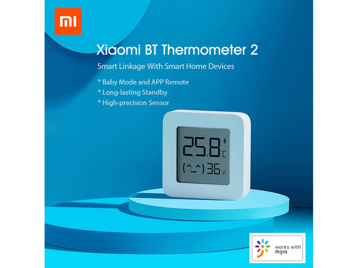 Xiaomi Bt Thermometer 2 Termômetro Inteligente Sem Fio com Sensor de Umidade Lcd 1,5 Polegadas