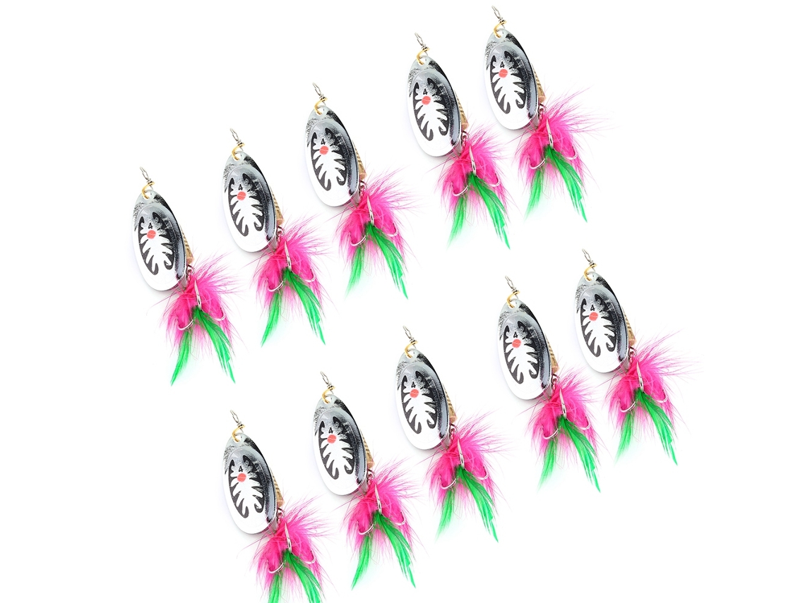Fishing Lures (rotating Bait Composite Spinnerbait) Fishbone Pattern Metal Feather 7.5cm 10g Pack Of 10