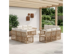 Vidaxl Conjunto de Sofás para Exterior 12 Pcs Natural e Branco Creme