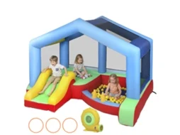 Castelo Inflável 4 em 1 (playground com Soprador, Slide, Sinuca, Argolas, Multicolor)