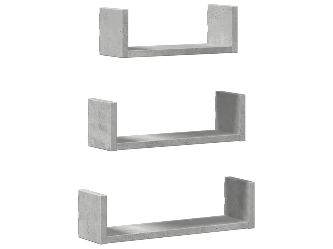 Conjunto de 3 Prateleiras de Parede Provenientes da Madeira Cinzento Cimento MAISON EXCLUSIVE