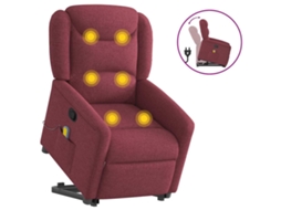 Vidaxl Poltrona De Massagens Reclin. Elevatória Tecido Vermelho Tinto