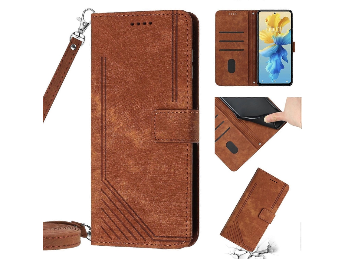 Capa De Couro Com Estampa Listrada E Toque Vip Para Infinix Note 12, Com Cordão.