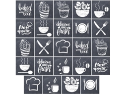 Conjunto 24 Adesivos Parede Vintage Pvc Estampa Azulejos Autoadesivos Impermeáveis Reutilizáveis Ideais GOKOCO