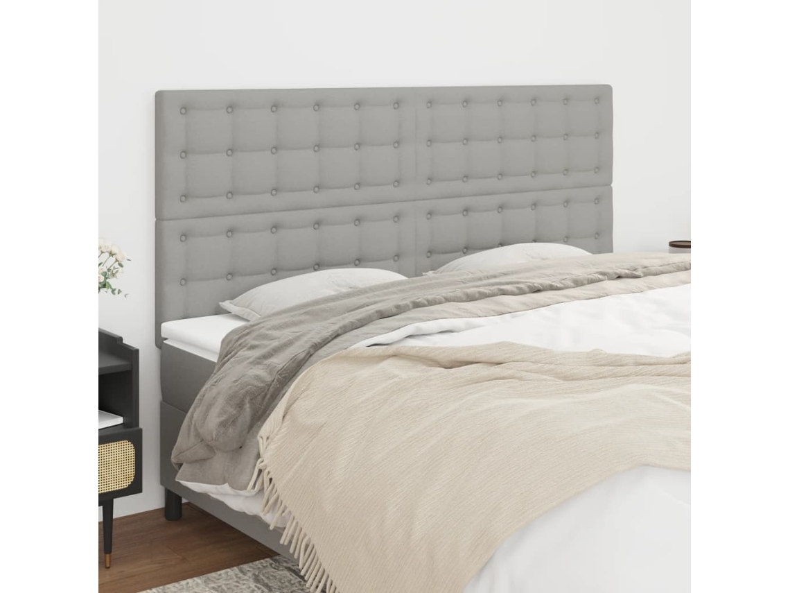 Vidaxl Cabeceira Cinza Claro 160x5x118/128 Cm Tecido