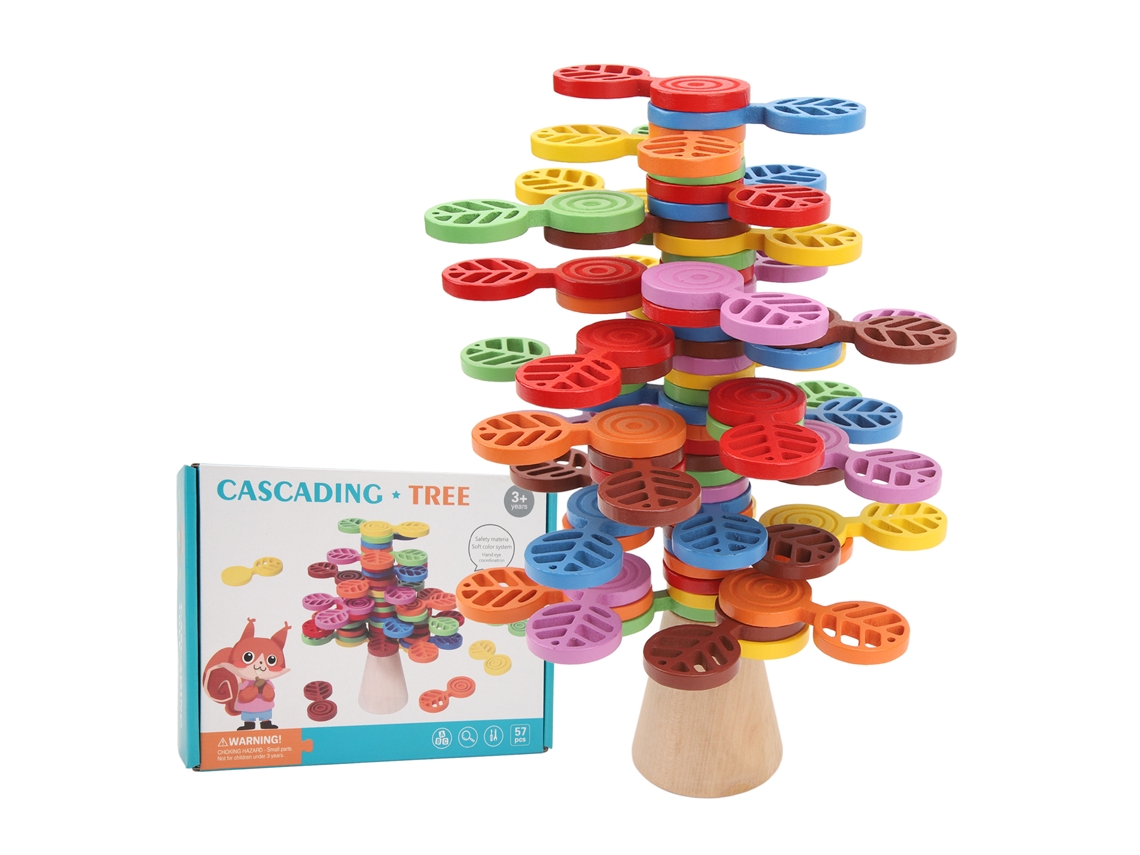 Brinquedo Empilhável Árvore Madeira Equilíbrio Blocos Educativos Infantis