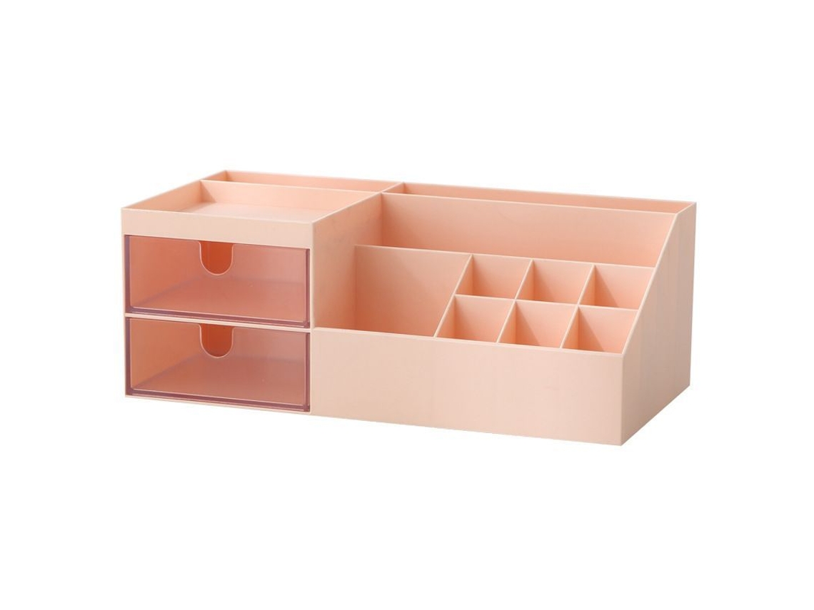 2026 organizador de Maquiagem com 2 Gavetas para Balcão de Banheiro, Joias e Pinceis de Maquiagem (rosa)