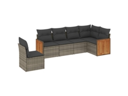 Conjunto de 6 Sofás de Jardim com Almofadões Vime Cinzento MAISON EXCLUSIVE (80x200 cm)