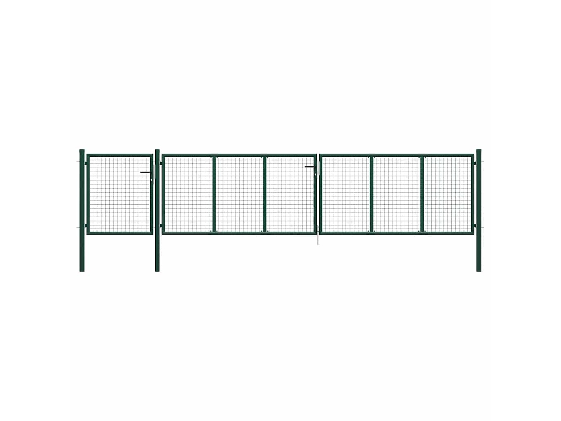 Vidaxl Portão De Jardim Em Aço 500x100 Cm Verde