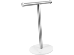 Suporte Para Toalhas Em Formato De T, Em Aço Inoxidável Escovado, Sobre Base De Mármore, Com Suporte Estável.