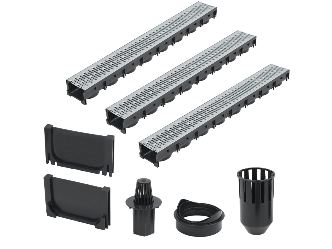 Vidaxl Canais De Drenagem 3 Pcs Aço Galvanizado 3 M