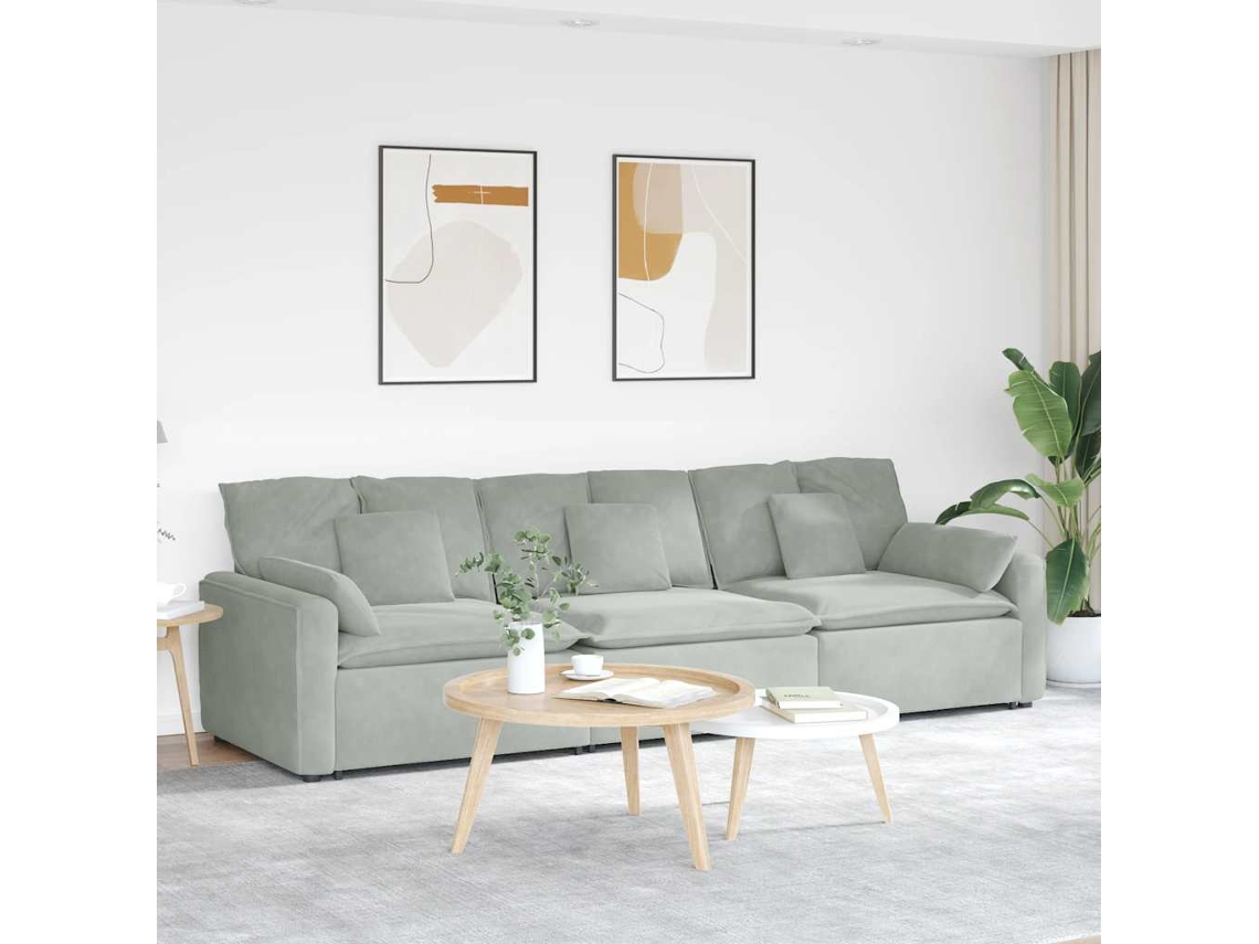 Vidaxl Sofá Modular Com Almofadas Cinzento-claro