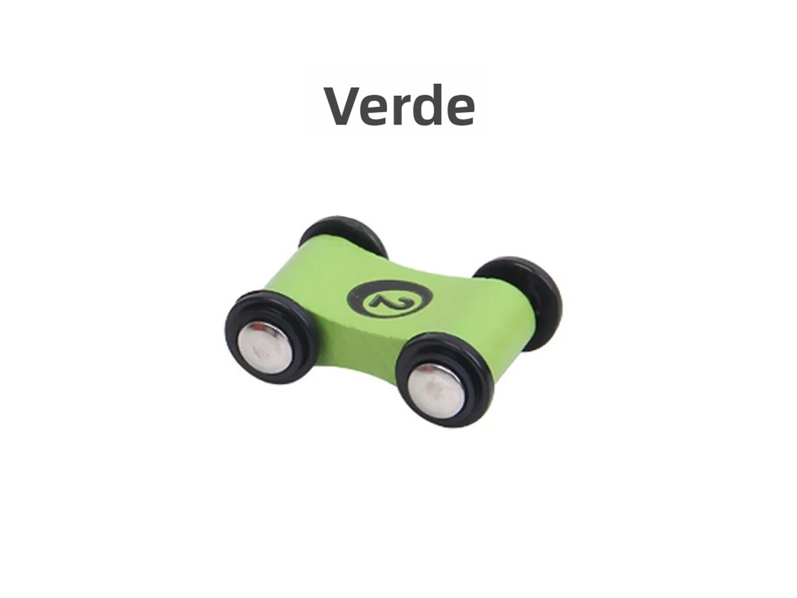 Carrinho de Brinquedo Educativo Infantil de Madeira com Pistas e Escorregadores, Mini Carro de Corrida MDUG (verde)
