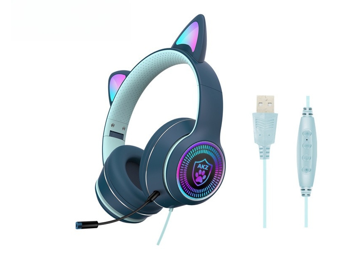 Headset Gaming Orelhas de Gato Luz Surround Estéreo Microfone Pc HEXINYIGJLY