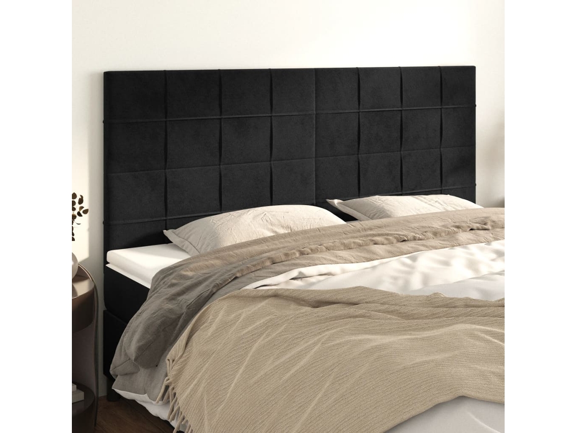 Vidaxl Cabeceira Preta 160x5x118/128 Cm Veludo
