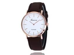 Reloj Casual Clásico Unisex De Cuarzo Con Correa De Pu Marrón Oscuro