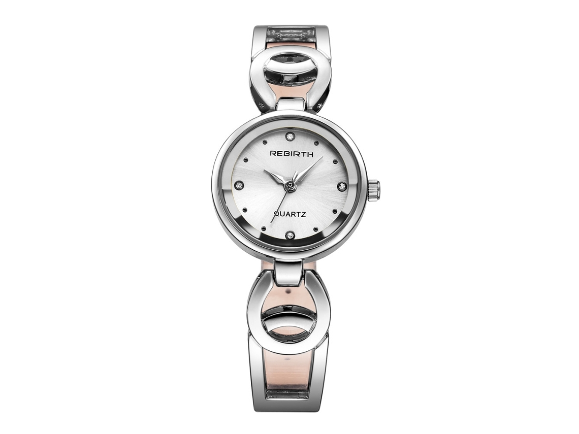 Relógio Feminino de Quartzo com Strass e Mostrador Redondo Resistente À Água Pulseira Pu Branco