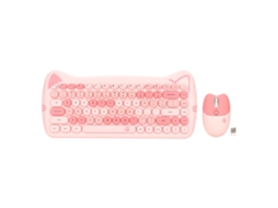 Combo De Teclado E Mouse Sem Fio 2.4g Rosa