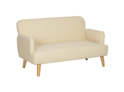Sofá Moderno de 2 Lugares com Efeito de Veludo com Acolchoamento Grosso. 140x74x79cm. Branco Creme Ge