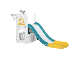Escorregador 4em1 Cesta Basquete Telescópica Escalada Amarelo 70x177x92cm
