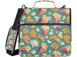 Organizador Retrô Azul Waffles De Pipoca Com Zíper E Alça, Grande Capacidade De 3, 8cm 1, 5 Polegadas, Bolsa De