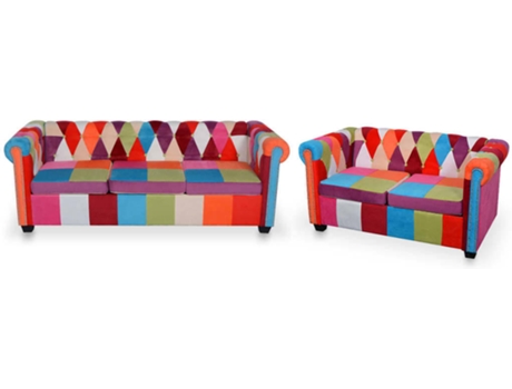 Conjunto de Sofás  chesterfield em tecido (2 peças)