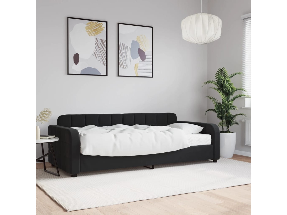 Vidaxl Sofá-cama Com Colchão 90x200 Cm Veludo Preto
