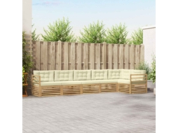 Vidaxl Conjunto De Sofás Para Exterior 6 Unid. Branco E Creme