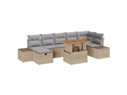 Conjunto 8 Conjunto De Sofá De Jardim Vidaxl Bege Vime Pe (100 X 55 X 73 Cm)