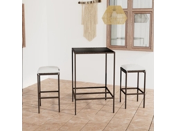 Conjunto Bar 3 Peças Para Jardim Com Almofadões Vime Pe Castanho Dkd Home Decor