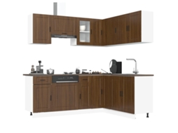 Vidaxl 11 Peças Armário De Cozinha Conjunto Porto Carvalho Castanho