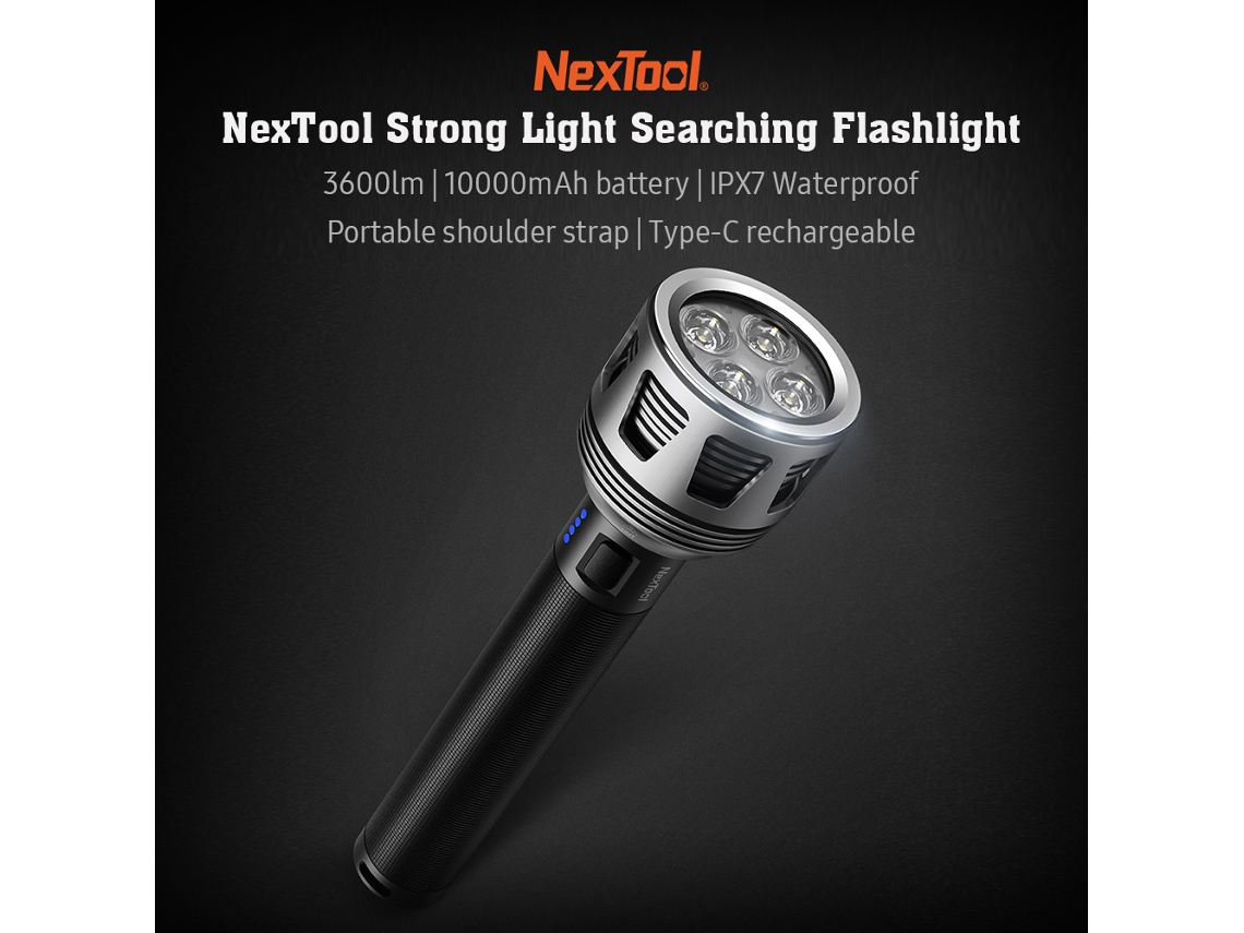 Lanterna de Busca Recarregável Nextool 10000mah 3600lm 450m Ipx7 Type c 5 Modos