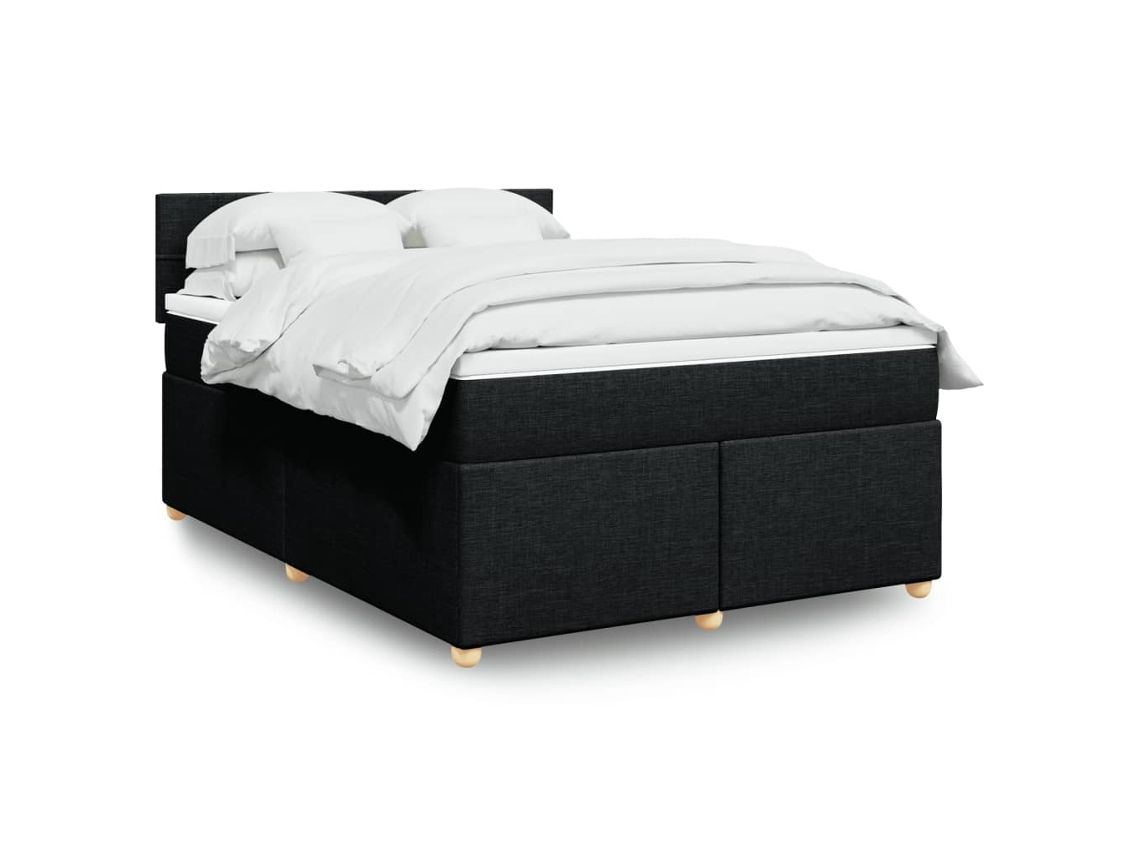 Vidaxl Cama Com Molas/colchão 160x200 Cm Tecido Preto