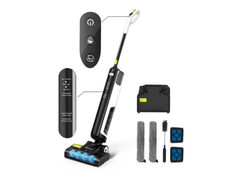 Aspirador A Seco E Húmido Redkey W12se Sem Fios Aspirador A Pilhas Com Função De Esfregar E Autolimpeza | Cabelo Anti Emaranhado | 45 Min. Desinfeçã