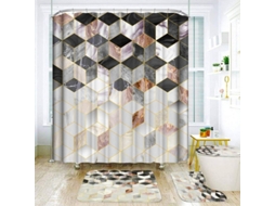 Conjunto De Cortina De Ducha Prático, Antimofo, 100% Poliéster Lavável, 180x180cm Com 12 Anéis