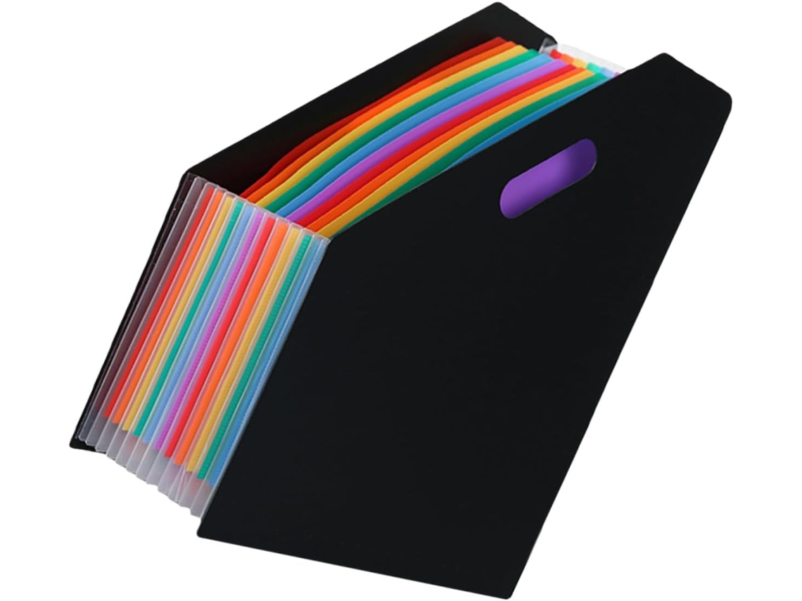 Organizador De Arquivos Grande A4, Pasta De Arquivos De Papel Expansível Em Plástico Preto