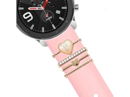Bracelete Garmin Forerunner 255 Music Pulseira com Adorno Crystal Rosa