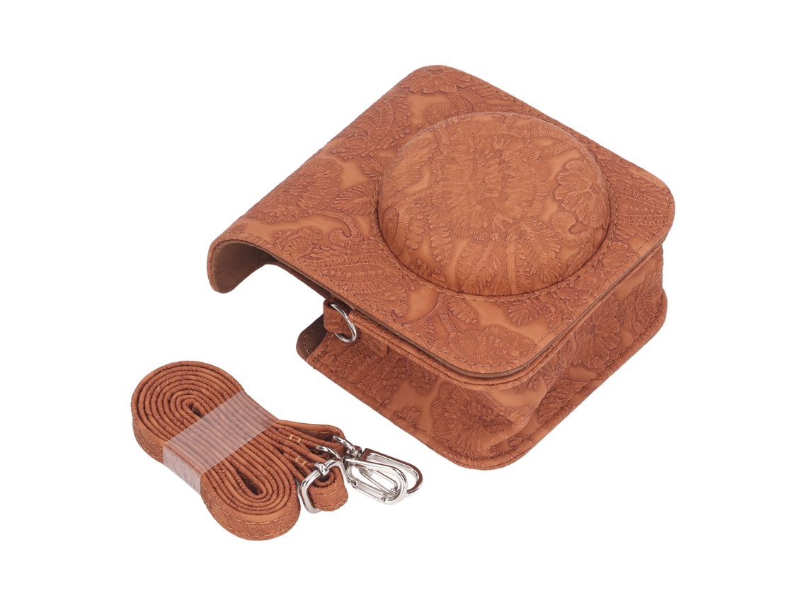 Bolsa Protectora Vintage Para Cámara Instantánea Fujifilm Instax Mini 12 Con Patrón 3d Grabado Marrón