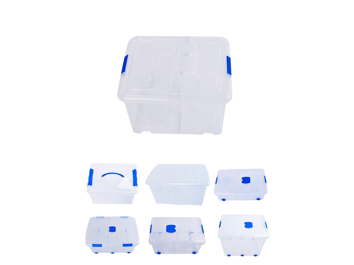 Cajas De Almacenaje Ordenación De Plástico Transparentes Con Tapa Azul | Con Y Sin Ruedas | Ropa, Libro, | Juguestes 35l Pack 2 Uds