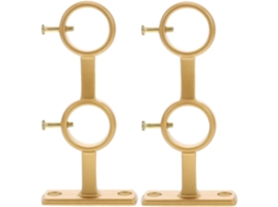 Suportes Duplos Ajustáveis Para Varão De Cortina Yardenfun, 2 Unidades, Liga De Alumínio Dourado Com Suporte Robusto