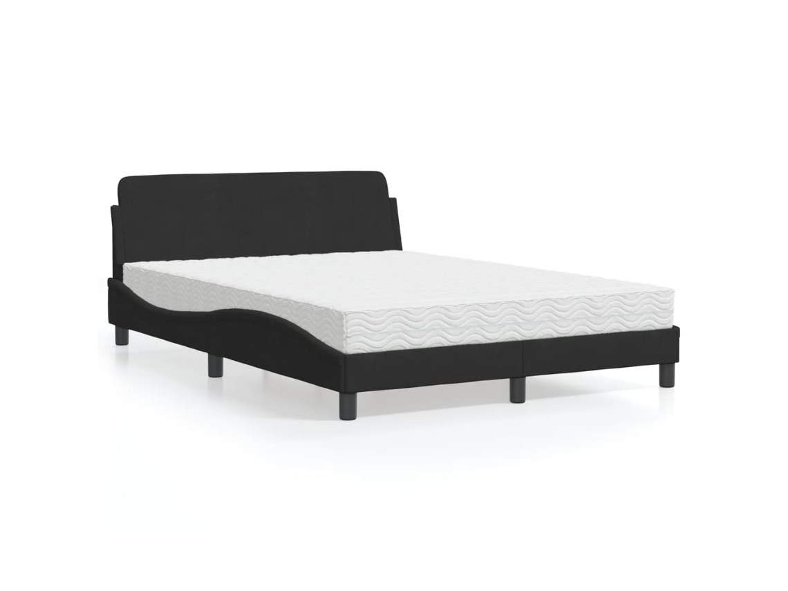 Vidaxl Cama Com Colchão Dover 140x190 Cm Veludo Preto