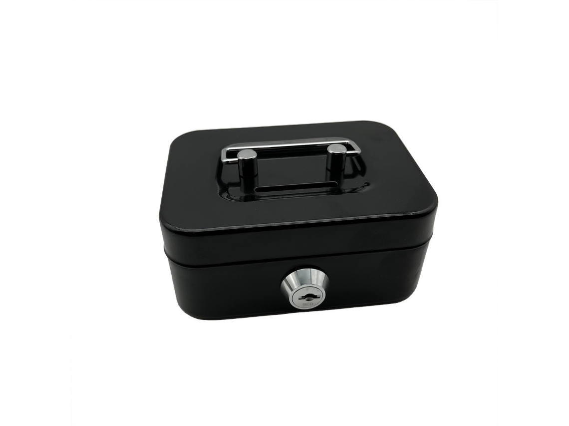Cofrinho Criativo Preto Com Chave, Caixa De Metal Portátil Para Moedas, Pequena E Compacta, Para Dinheiro E Objetos De Valor, 11, 5 X 8, 5 X 5, 8 Cm