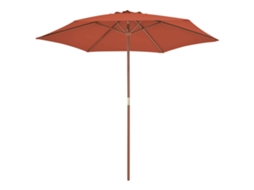 Guarda-sol externo com poste de madeira 270 cm Terracota MAISON EXCLUSIVE