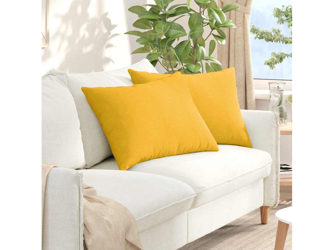 Vidaxl Travesseiros De Sofá 2 Pcs Amarelo Claro 70 X 50 Cm
