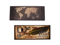 Pluma de Caligrafía Estilo Retro com Pontas Substituíveis, Ferramentas de Escrita Decorativas Atraentes para Presente Amarelo