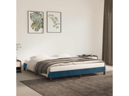 Vidaxl Estrutura De Cama Sem Colchão 160x200 Cm Veludo Azul-escuro