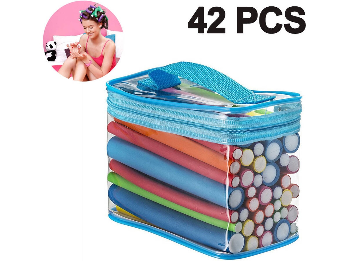 Rolos de Cabelo Esponja Conjunto de 42 Barras de Ondulación de Algodón Perla COZEVDNT