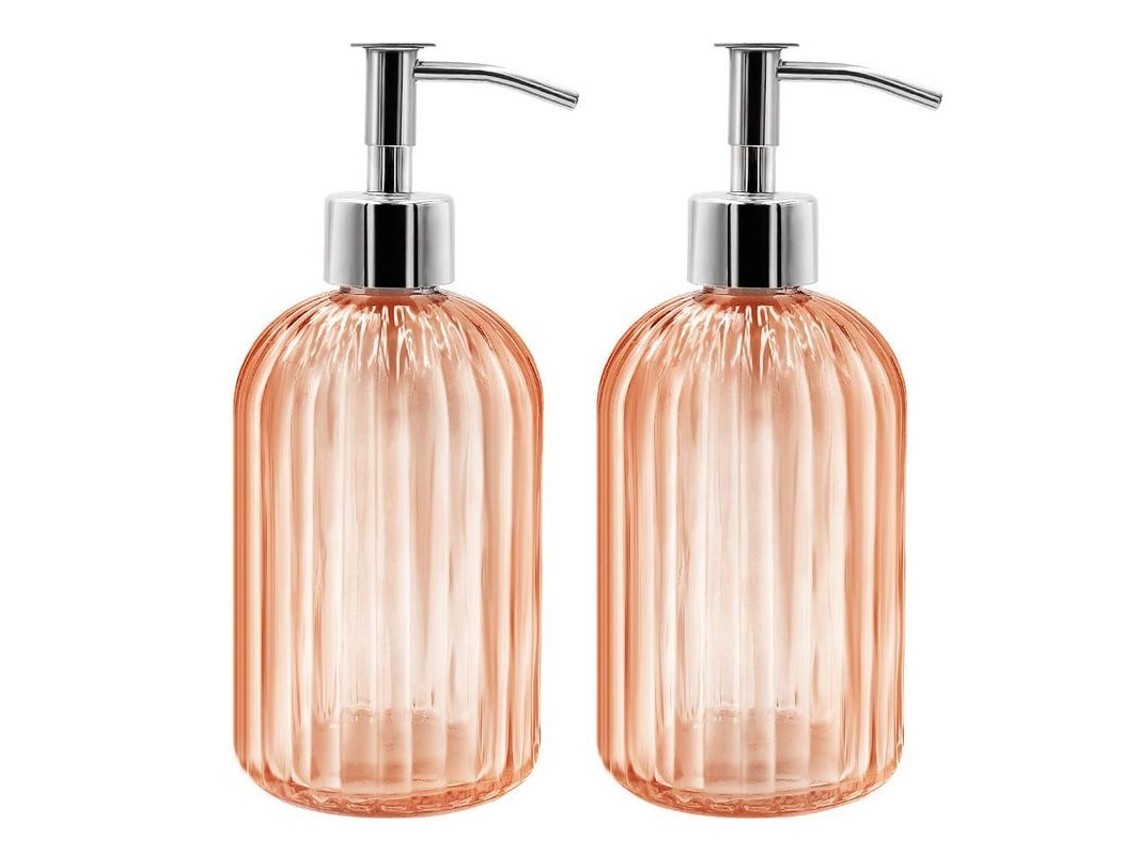 Dispenser de Sabão de Vidro com Bomba, 414ml Recheável para Mãos Líquido, Laranja