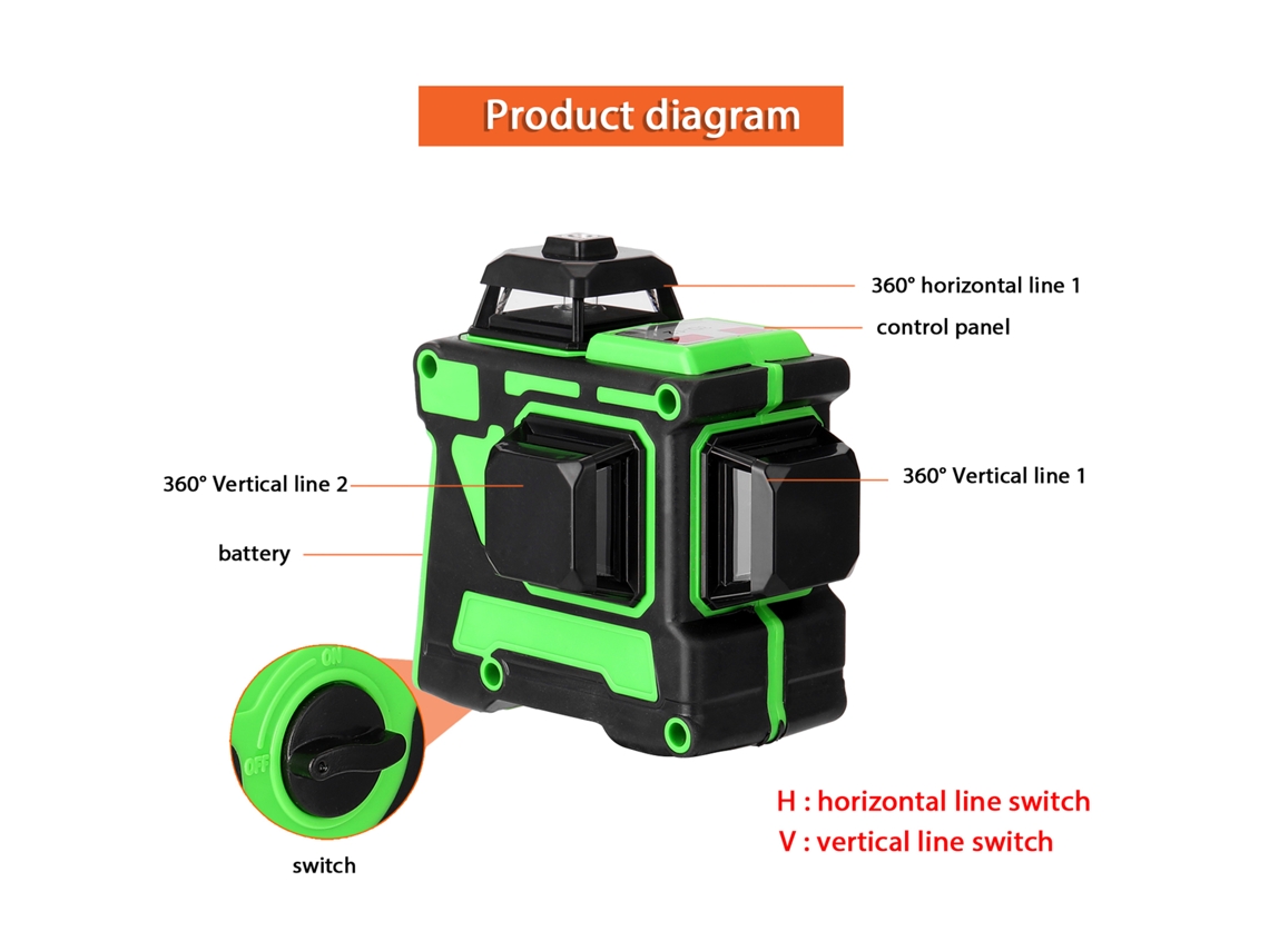 Nível Laser 3D 12 Linhas Auto nívelamento Vertical Horizontal | S/MARCA